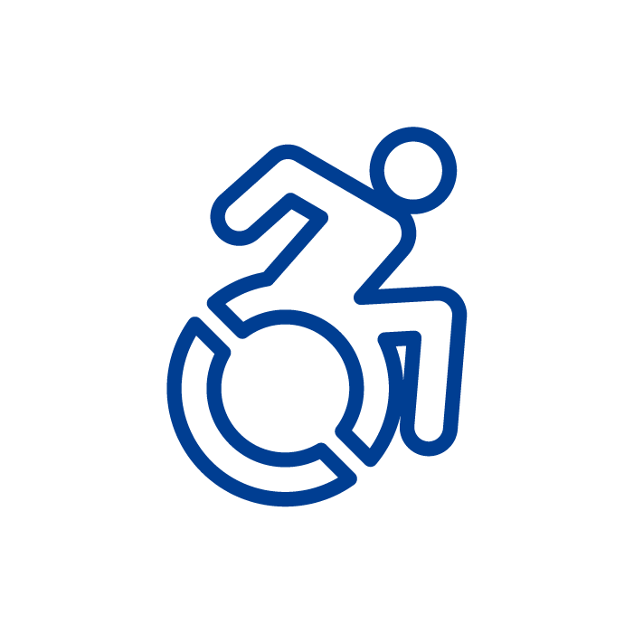 The accessible wheelchair icon in blue